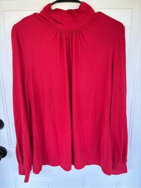 Cato Women's Red Mock Neck Long Sleeve Blouse Top Size Large
